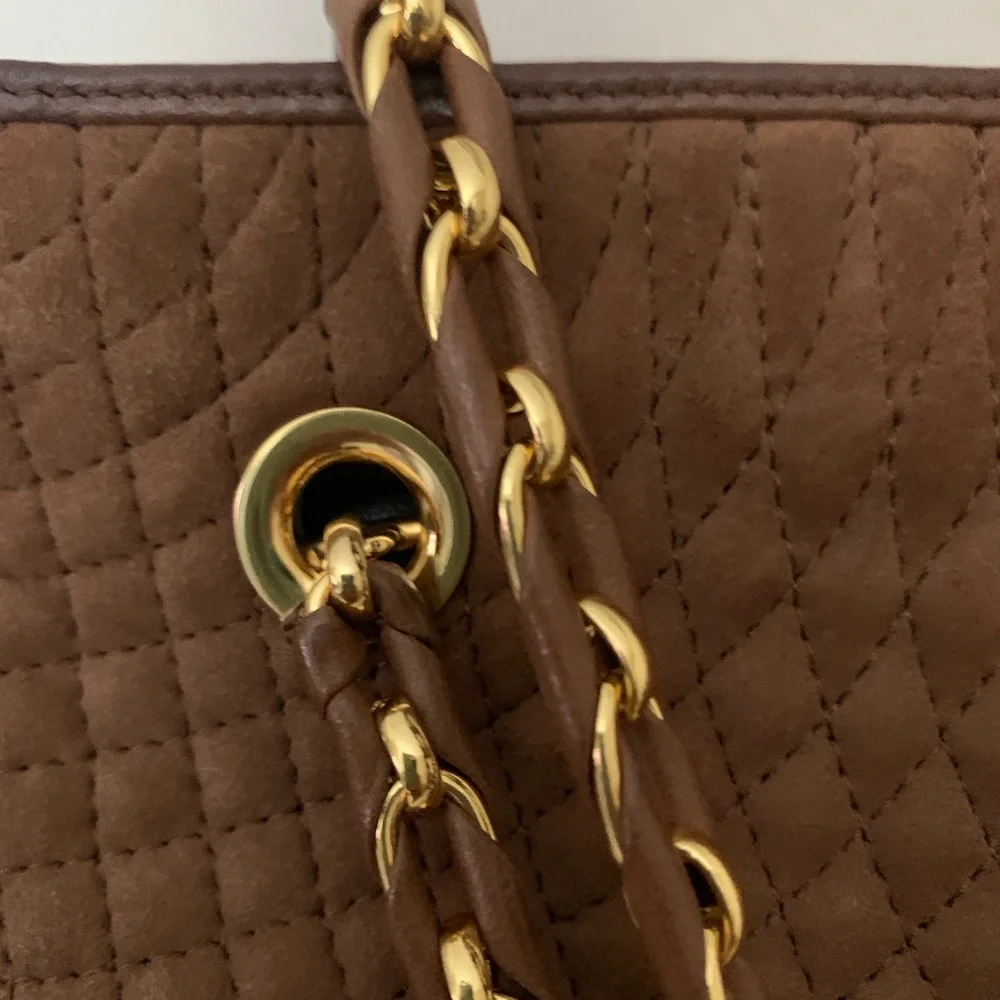 Rare color Bally Brown and Gold Quilted Shoulder Bag - Picture 3 of 10